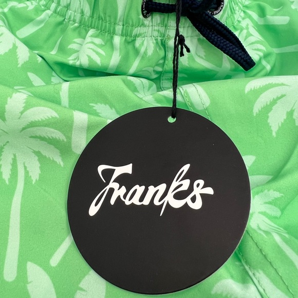 FRANKS XL“SAGE”(LIGHT GREEN)COLOR SWIMMING TRUNKS,W/MESH SUPPORT,PALM TREE PRINT - Picture 13 of 14
